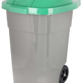 Бак для мусора 65л, на колесах, черно-зеленый /М4663/